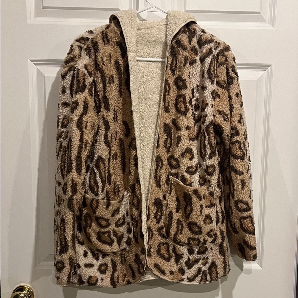 Leopard Print Hooded Women Sweater
